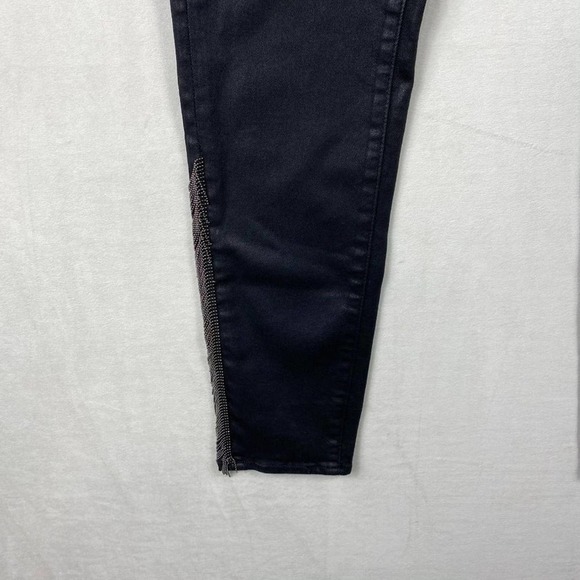 Articles Of Society Beaded Fringe Coated Black Ankle Skinny Jeans - 29 - Picture 5 of 9